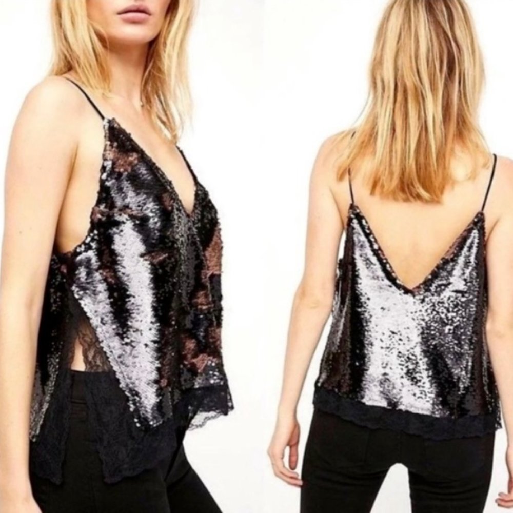 Intimately Free People Swingin' Sequin Strappy Lace Tank